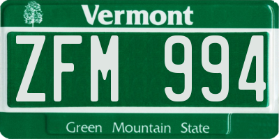 VT license plate ZFM994