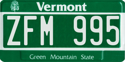 VT license plate ZFM995