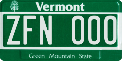 VT license plate ZFN000