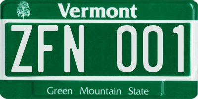 VT license plate ZFN001