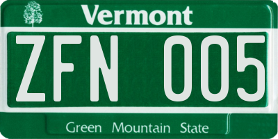 VT license plate ZFN005