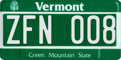 VT license plate ZFN008