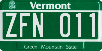 VT license plate ZFN011