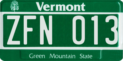 VT license plate ZFN013