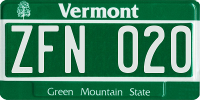 VT license plate ZFN020