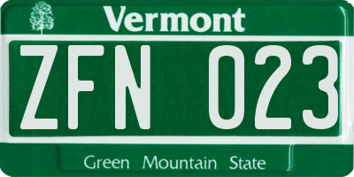 VT license plate ZFN023