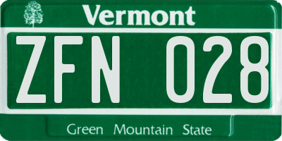 VT license plate ZFN028