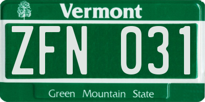 VT license plate ZFN031