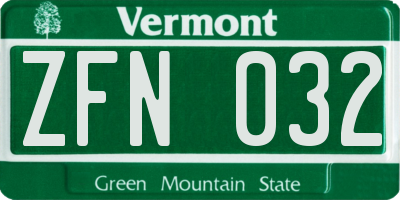 VT license plate ZFN032