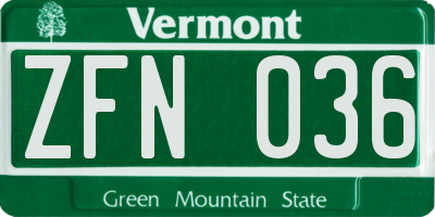 VT license plate ZFN036