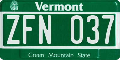 VT license plate ZFN037