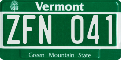 VT license plate ZFN041