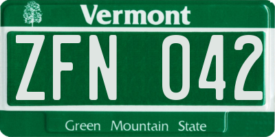 VT license plate ZFN042