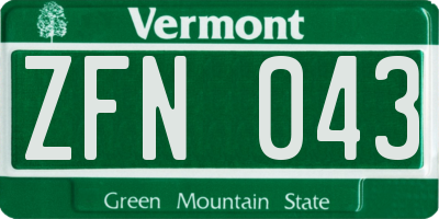VT license plate ZFN043