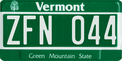 VT license plate ZFN044