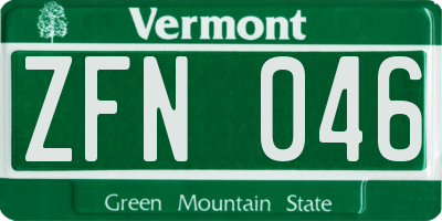 VT license plate ZFN046