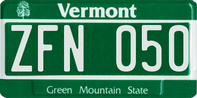 VT license plate ZFN050