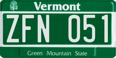 VT license plate ZFN051