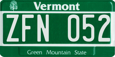 VT license plate ZFN052
