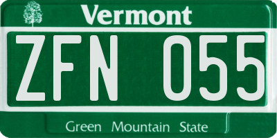 VT license plate ZFN055