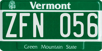 VT license plate ZFN056