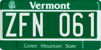 VT license plate ZFN061