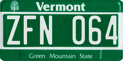 VT license plate ZFN064