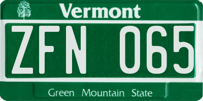 VT license plate ZFN065