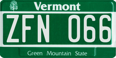 VT license plate ZFN066