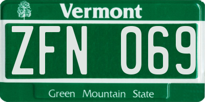 VT license plate ZFN069