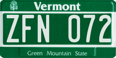 VT license plate ZFN072