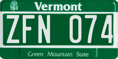VT license plate ZFN074