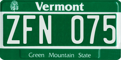 VT license plate ZFN075