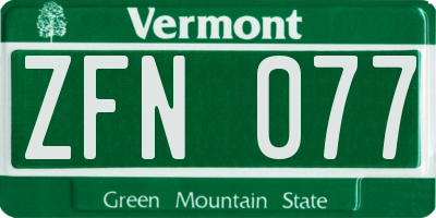 VT license plate ZFN077