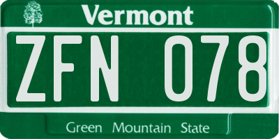 VT license plate ZFN078