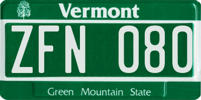 VT license plate ZFN080