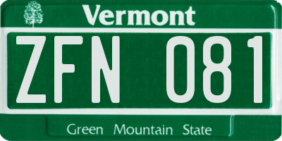 VT license plate ZFN081