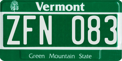VT license plate ZFN083