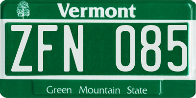 VT license plate ZFN085