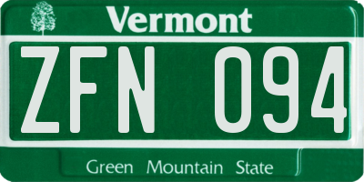 VT license plate ZFN094