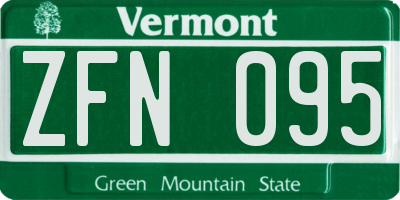 VT license plate ZFN095