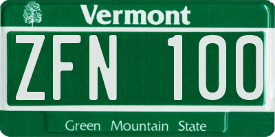 VT license plate ZFN100
