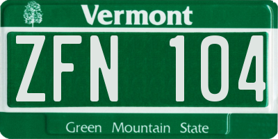 VT license plate ZFN104