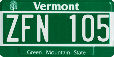VT license plate ZFN105