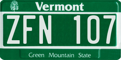 VT license plate ZFN107