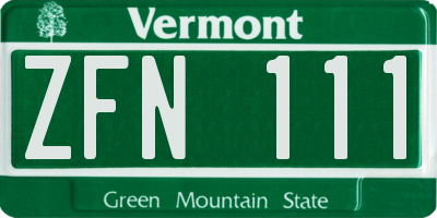 VT license plate ZFN111