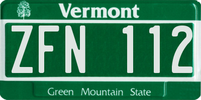 VT license plate ZFN112