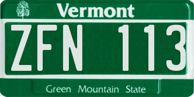 VT license plate ZFN113