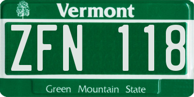 VT license plate ZFN118