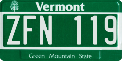 VT license plate ZFN119